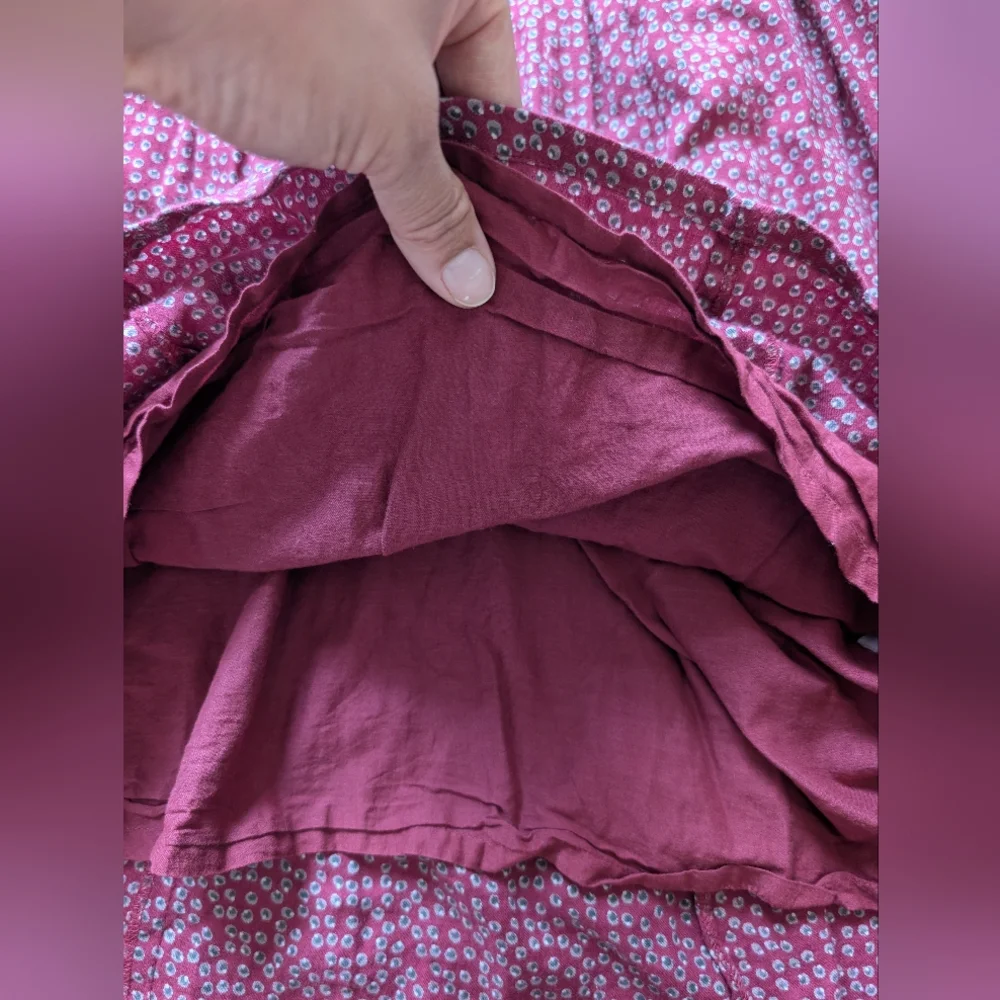 Monoprix Flannel Ruffle Dress In Maroon - Picture 4 of 9